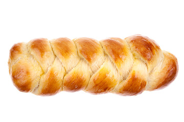 Loaf of fresh homemade bread isolated on white