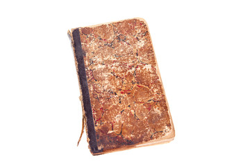 Closed vintage book isolated on white