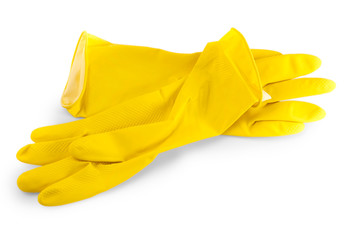 yellow rubber gloves for washing dishes