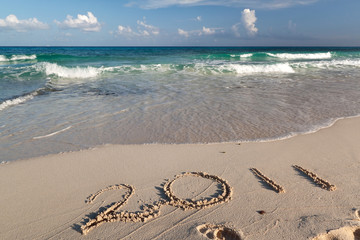 Year 2011 at Caribbean Sea in Mexico