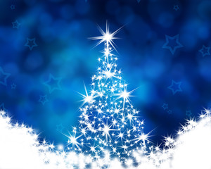christmas tree on the blue background