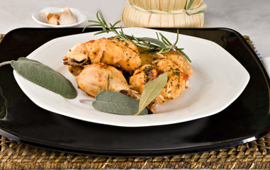 Pollo alla cacciatora - Chicken, stewed in tomato, wine & herb