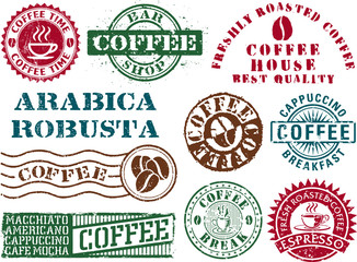 Coffee vector rubber stamps