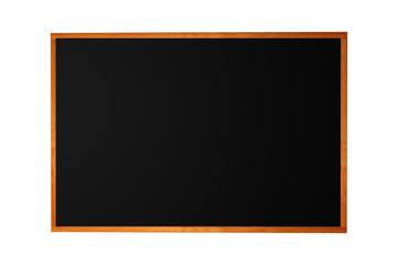 Blank blackboard with wood frame isolated on white background