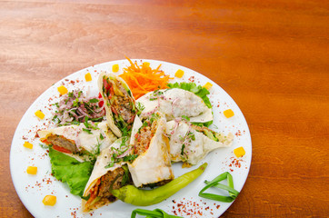 Kebab served in the plate