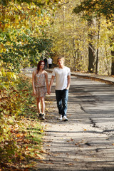 Fototapeta premium Couple walking in the park.