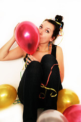 Frau mit Luftballons