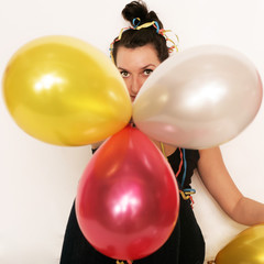 Frau mit Ballons