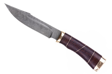 Knife made of Damascus steel with a wooden handle