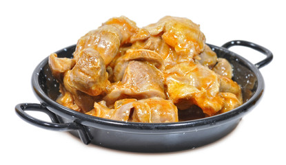 Aperitivo de mollejas de pollo.