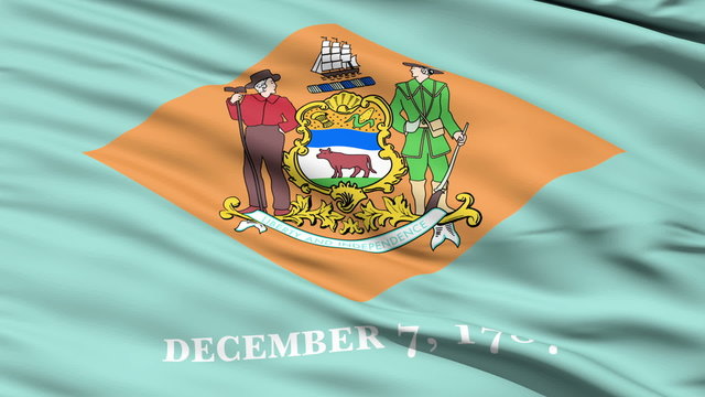 Waving Flag Of The US State Of Delaware