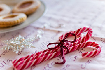 beautiful Christmas candy canes and cookies