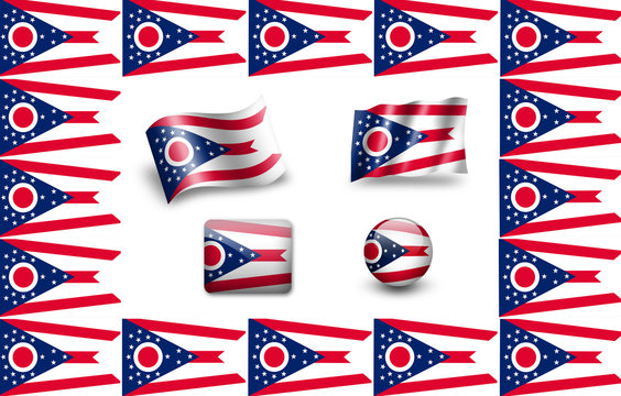 Flag of Ohio (USA).  icon set. flags frame
