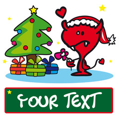 noël sapin diable vampire cadeau carte texte