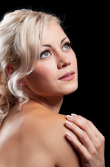 Fototapeta premium Girl on black background