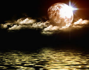 Panele Szklane  Nocna kompozycja zdjęć z księżycem
