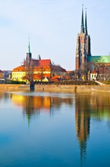 Obraz premium Wroclaw old city, Cathedral Island