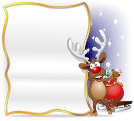 Renna Sfondo Auguri Cartolina-Reindeer Cartoon Poster Background