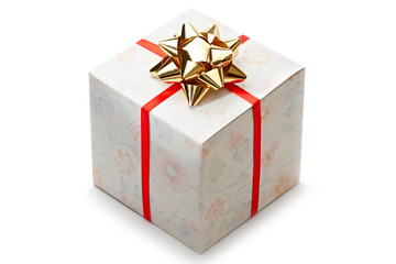 Gift box with bow on a white background