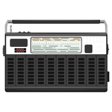 Vector illustration of a portable radio in a black casing.  EPS1
