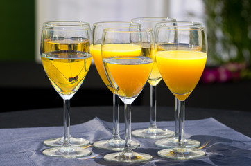 Glasses with beverages