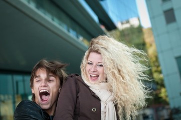 Happy young couple enjoying life