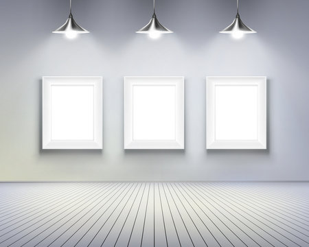 Room with pictures.  Vector illustration.