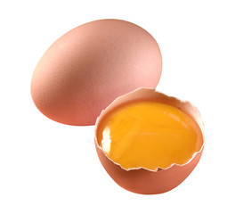 one egg and a half isolated over white