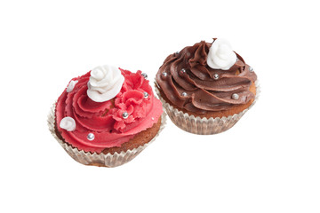 Cupcakes sobre fondo blanco