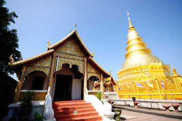 Golden Pagoda at Wat Phra That Haripoonchai temple, Lampoon, Nor
