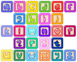 Lower case alphabet blocks