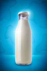 milk-bottle over blue background