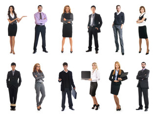 Set of business people isolated on white