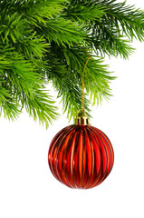 Christmas concept with baubles on white