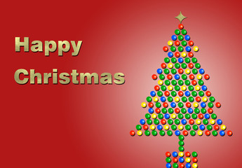 Fototapeta premium Happy Christmas in gold with a Christmas tree