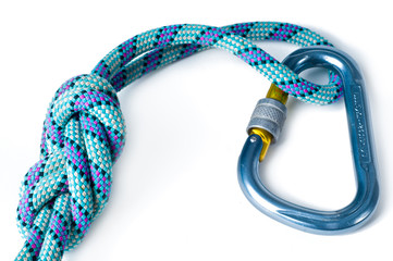 Schraubkarabiner mit Seil