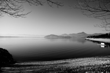 Lake in black and white