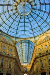 Glass roof of  Galleria Vittorio Emanuele, Milan, Italy