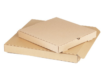 two empty pizza boxes