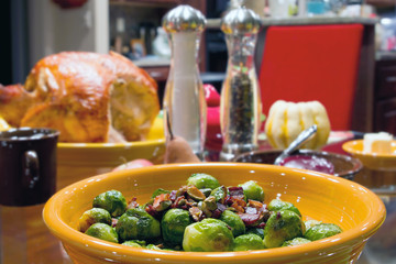 Brussels Sprouts with Bacon and Pistachios Turkey Dinner