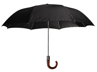 Black classic umbrella with wooden handle.