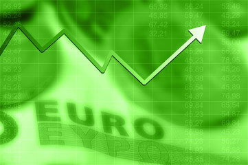 Arrow graph going up and euro currency