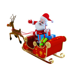 Santa claus with his sleigh