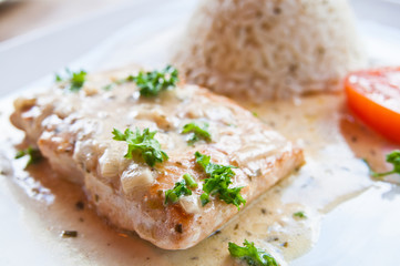 grilled salmon and rice