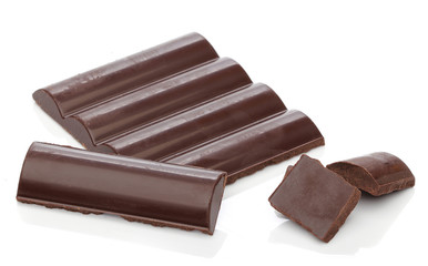 Delicious chocolate bars over white background