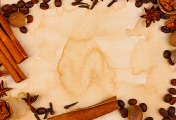 old paper for recipes and spices