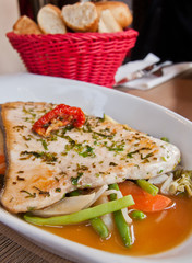 grilled seafood and vegetables