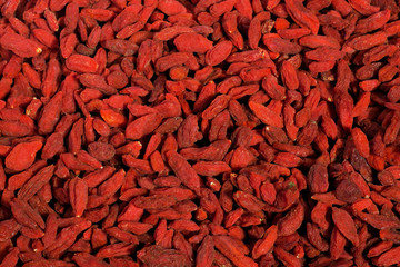 Big pile of healthy dried goji berries