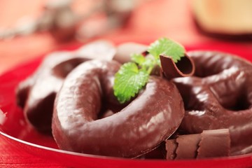 Chocolate covered gingerbread cookies