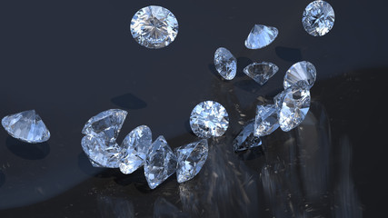 Jewels: large diamonds rolling over